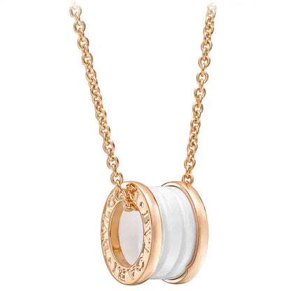 [Amore Jewelry]ZERO 1 WHITE CERAMIC PINK GOLD DIAMOND NECKLACE