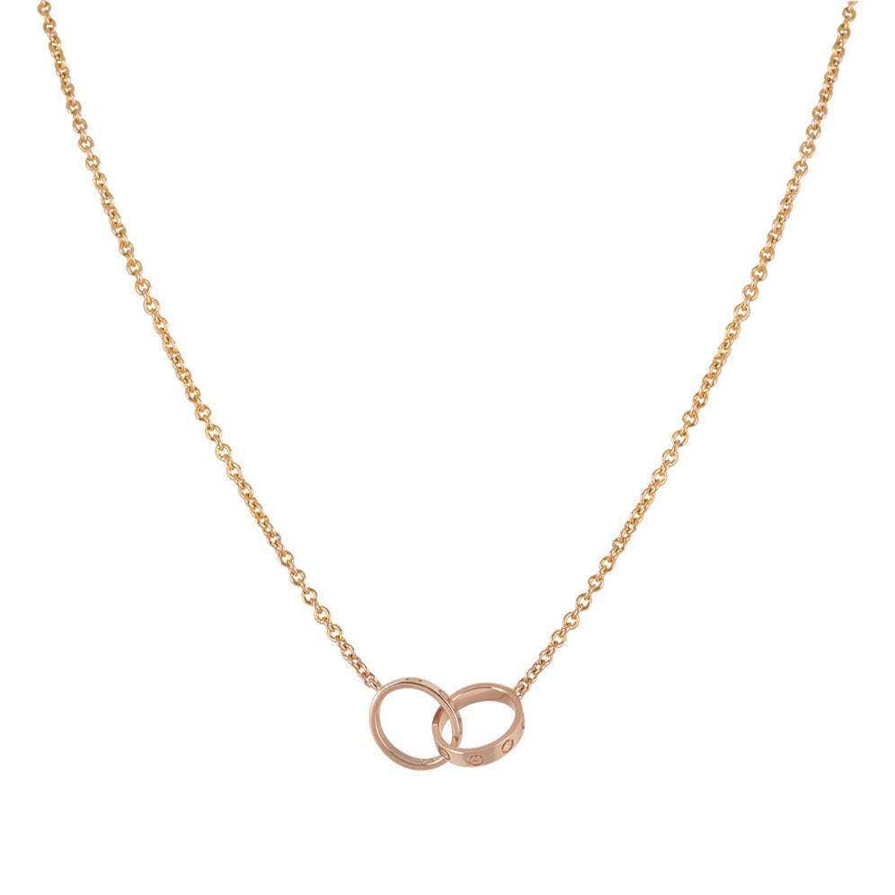 [Amore Jewelry]LOVE NECKLACE DOUBLE RING PINK GOLD