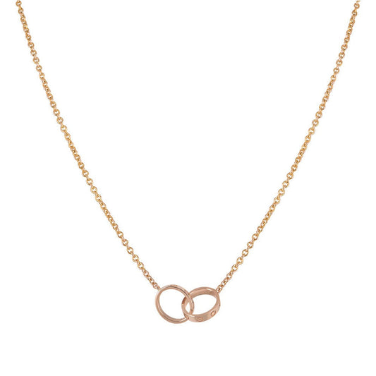 [Amore Jewelry]LOVE NECKLACE DOUBLE RING PINK GOLD