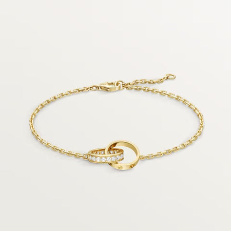 [Amore Jewelry]LOVE DOUBLE RING HALF DIAMOND BRACELET