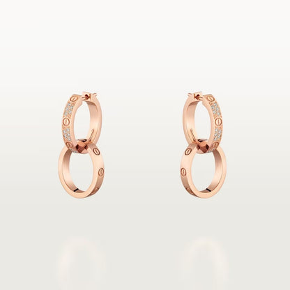 [Amore Jewelry]LOVE 3.3MM DANGLE HALF DIAMOND EARRINGS