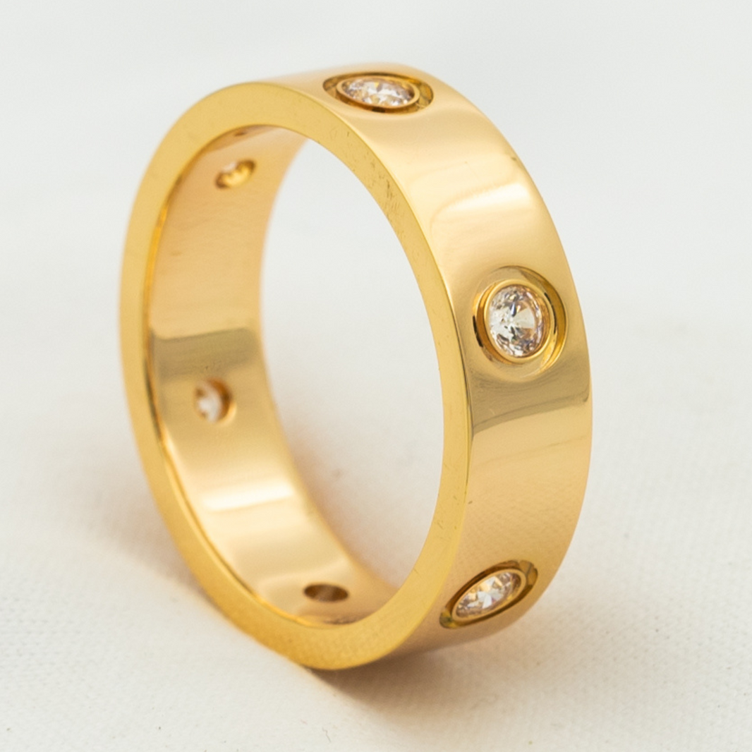 [Amore Jewelry]LOVE RING 5.5MM 6 DIAMONDS PINK GOLD