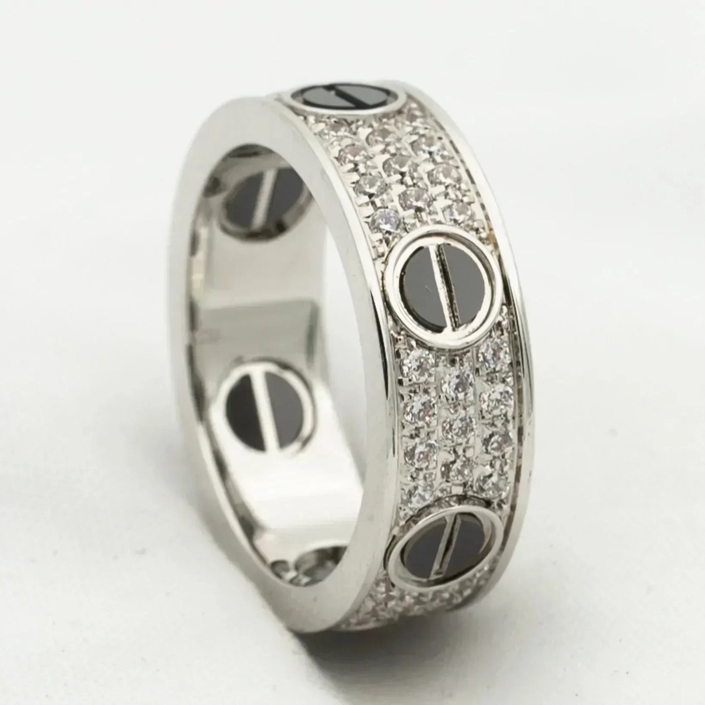 [Amore Jewelry]LOVE RING 5.5MM DIAMONDS PAVED CERAMIC