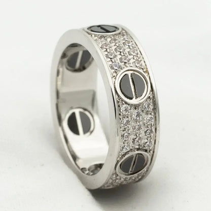[Amore Jewelry]LOVE RING 5.5MM DIAMONDS PAVED CERAMIC