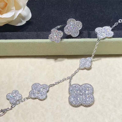 [Amore Jewelry]CLOVER 6 MOTIFS SILVER DIAMOND BRACELET