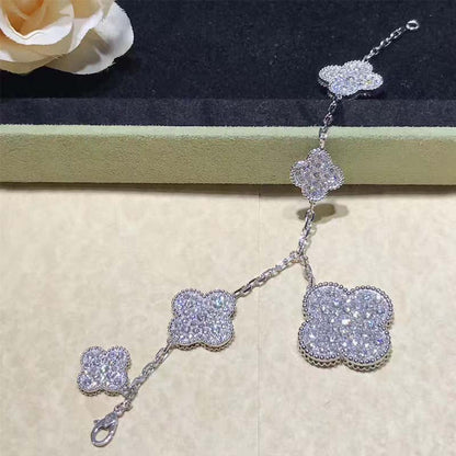 [Amore Jewelry]CLOVER 6 MOTIFS SILVER DIAMOND BRACELET
