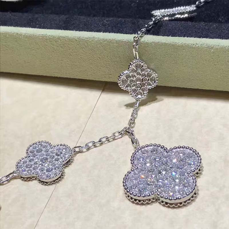 [Amore Jewelry]CLOVER 6 MOTIFS SILVER DIAMOND BRACELET