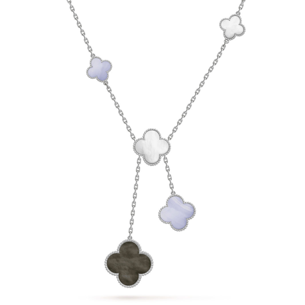[Amore Jewelry]CLOVER MOP CHALCEDONY NECKLACE SILVER 6 MOTIF