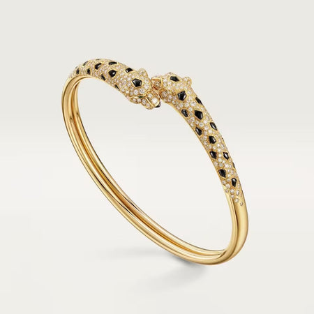 [Amore Jewelry]PANTHERE DOUBLE HEADED HALF DIAMOND OPEN BRACELET
