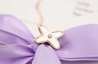 [Amore Jewelry]JEUX DE WHITE MOP ROSE GOLD DIAMOND EARRINGS