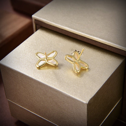 [Amore Jewelry]JEUX DE WHITE MOP GOLD DIAMOND EARRINGS