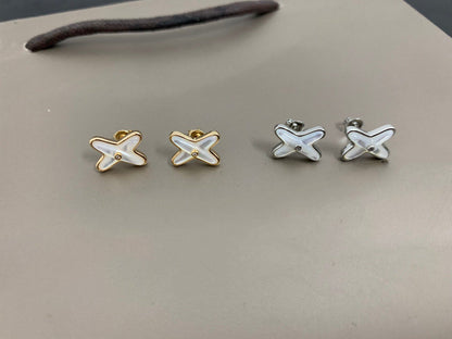 [Amore Jewelry]JEUX DE WHITE MOP SILVER DIAMOND EARRINGS