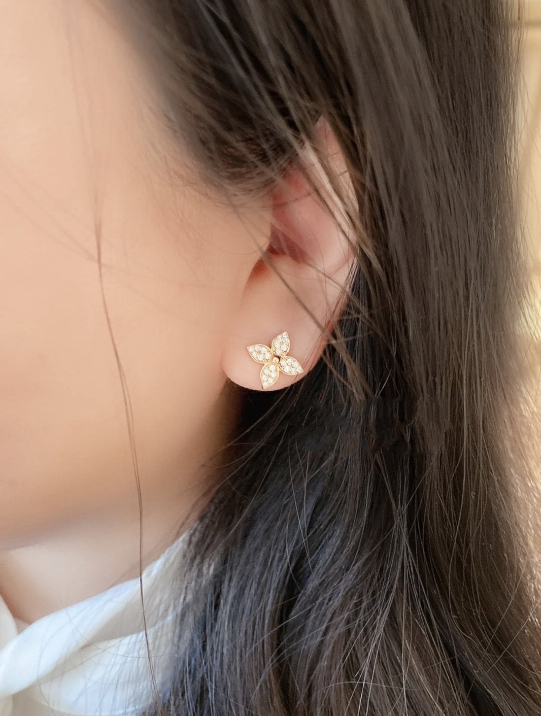 [Amore Jewelry]STAR BLOSSOM STUD EARRINGS PINK GOLD DIAMONDS