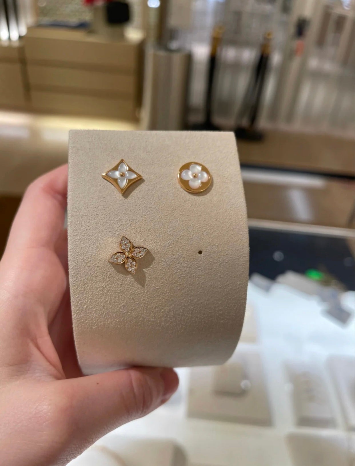 [Amore Jewelry]STAR BLOSSOM STUD EARRINGS PINK GOLD DIAMONDS