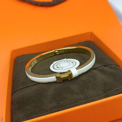 [Amore Jewelry]CLASSIC HM CLIC WHITE 8MM ENAMEL BRACELET