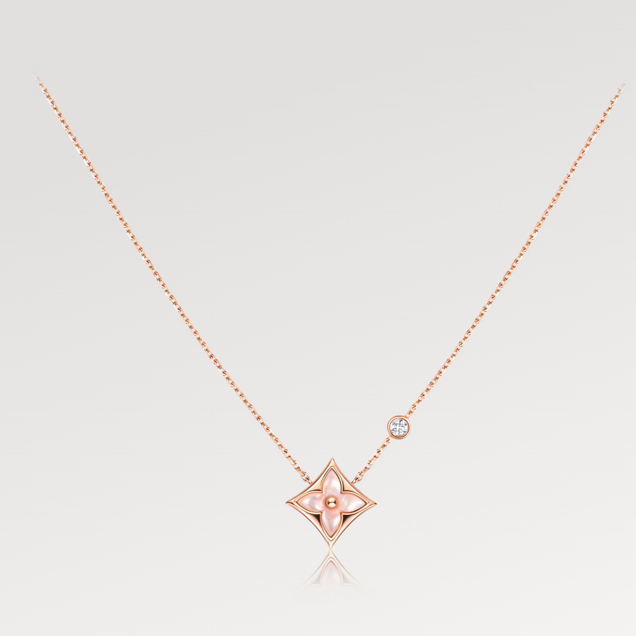 [Amore Jewelry]STAR PINK MOP 1 DIAMOND PINK GOLD NECKLACE