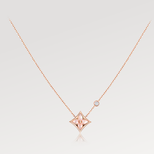 [Amore Jewelry]STAR PINK MOP 1 DIAMOND PINK GOLD NECKLACE