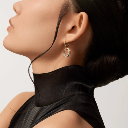 [Amore Jewelry]TRINITY HALF DIAMOND  EARRINGS