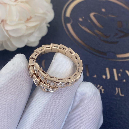 [Amore Jewelry]SERPENTI RING PINK GOLD DIAMOND PAVED 4MM