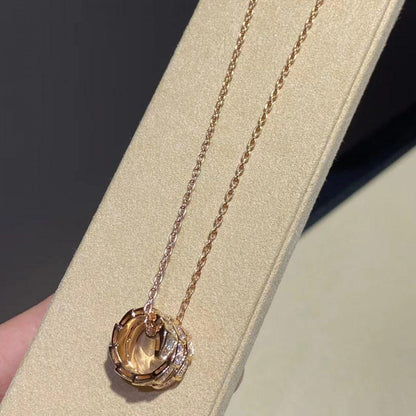 [Amore Jewelry]SERPENTI PINK GOLD NECKLACE DOUBLE RING DIAMOND
