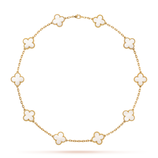 [Amore Jewelry]CLOVER 10 MOTIFS WHITE MOTHER OF PEARL NECKLACE