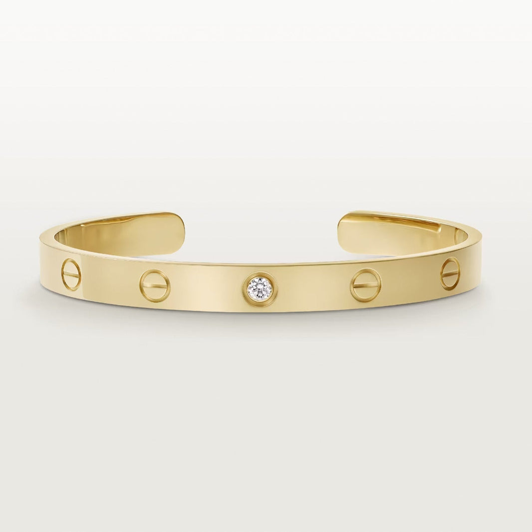 [Amore Jewelry]LOVE BRACELET 6.1MM 1 DIAMOND OPEN CUFF
