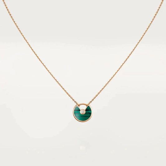 [Amore Jewelry]AMULETTE ROSE GOLD MALACHITE NECKLACE