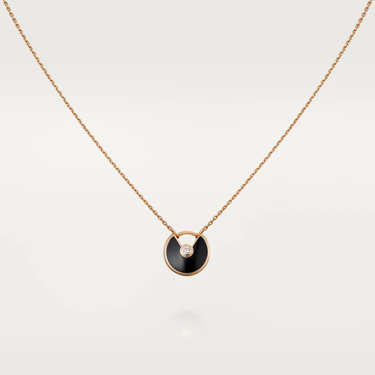 [Amore Jewelry]AMULETTE ROSE GOLD ONYX NECKLACE