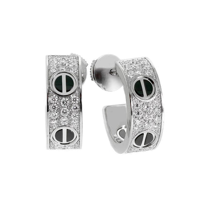 [Amore Jewelry]LOVE CERAMIC DIAMOND PAVED SILVER EARRINGS