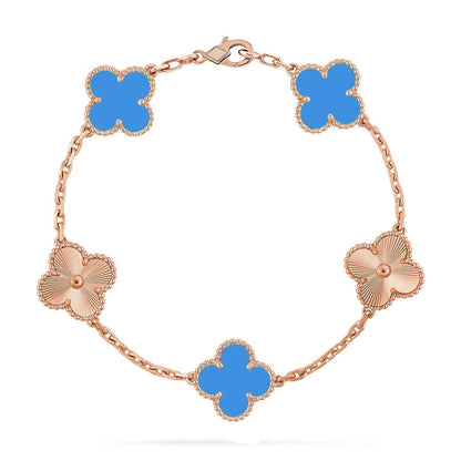 [Amore Jewelry] CLOVER 5 MOTIF BLUE AGATE BRACELET COLLECTION