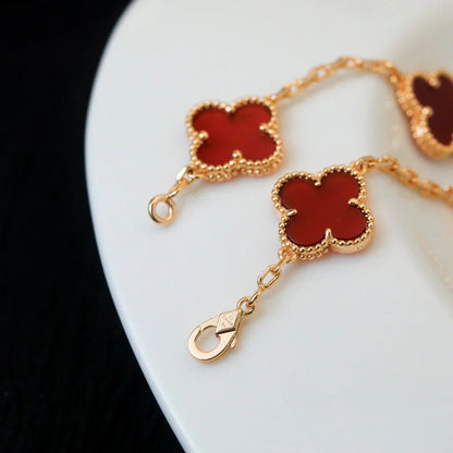 [Amore Jewelry] CLOVER 5 MOTIF RED CORNELIAN BRACELET COLLECTION