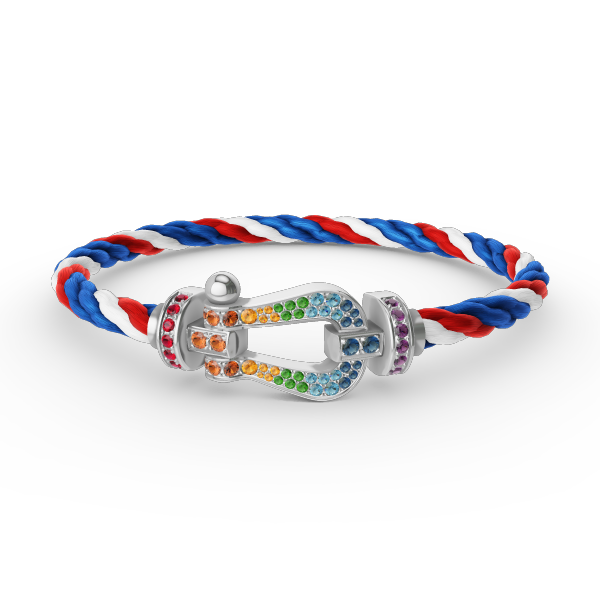 [Amore Jewelry]FORC LARGE HORSESHOE  COLORED DIAMOND BRACELET SILVER