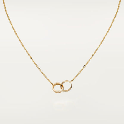 [Amore Jewelry]LOVE DOUBLE RING HALF DIAMOND NECKLACE