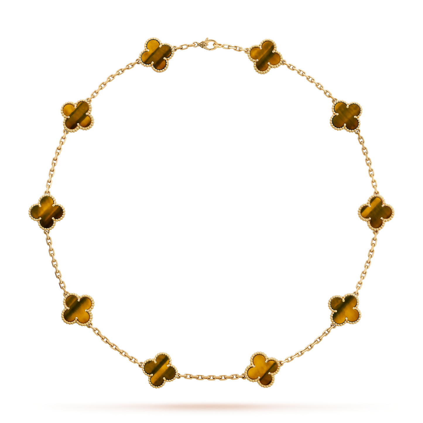 [Amore Jewelry]CLOVER 10 MOTIFS TIGER EYE NECKLACE
