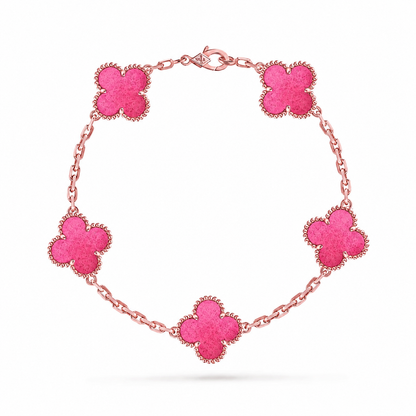 [Amore Jewelry]NEW CLOVER 5 MOTIFS PINK ENAMEL BRACELET