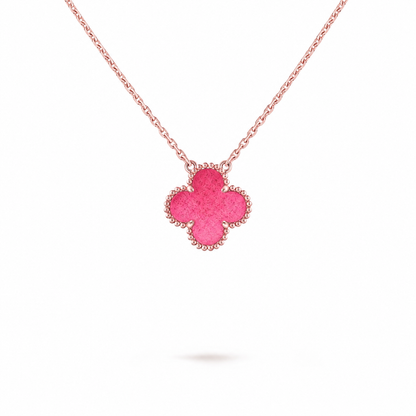 [Amore Jewelry] NEW CLOVER 15MM PINK ENAMEL NECKLACE