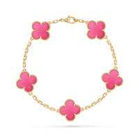 [Amore Jewelry]NEW CLOVER 5 MOTIFS PINK ENAMEL BRACELET