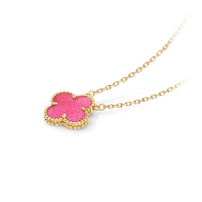 [Amore Jewelry] NEW CLOVER 15MM PINK ENAMEL NECKLACE