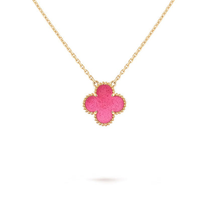 [Amore Jewelry] NEW CLOVER 15MM PINK ENAMEL NECKLACE