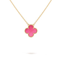 [Amore Jewelry] NEW CLOVER 15MM PINK ENAMEL NECKLACE