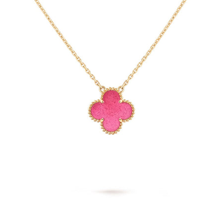 [Amore Jewelry] NEW CLOVER 15MM PINK ENAMEL NECKLACE