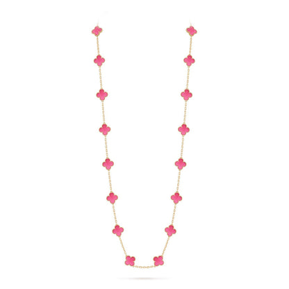 [Amore Jewelry] NEW CLOVER 20 MOTIFS PINK ENAMEL NECKLACE