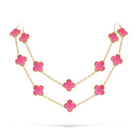[Amore Jewelry] NEW CLOVER 20 MOTIFS PINK ENAMEL NECKLACE