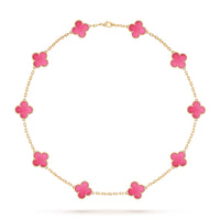 [Amore Jewelry]NEW CLOVER 10 MOTIFS PINK ENAMEL NECKLACE