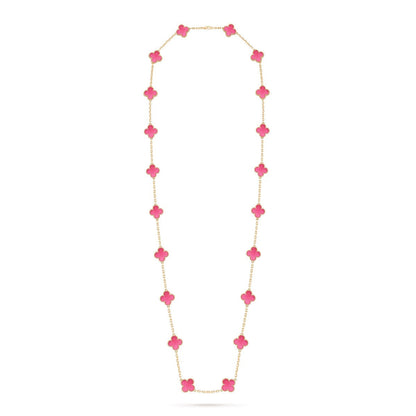[Amore Jewelry] NEW CLOVER 20 MOTIFS PINK ENAMEL NECKLACE
