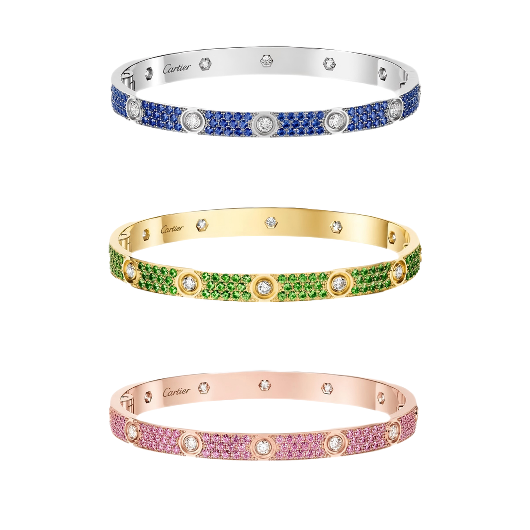 [Amore Jewelry]2026 PAVE GEMSTONE LOVE BRACELET 6.1MM 10 DIAMONDS