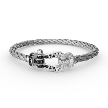 [Amore Jewelry]FORCE LARGE HORSESHOE BLACK WHITE DIAMOND BRACELET SILVER