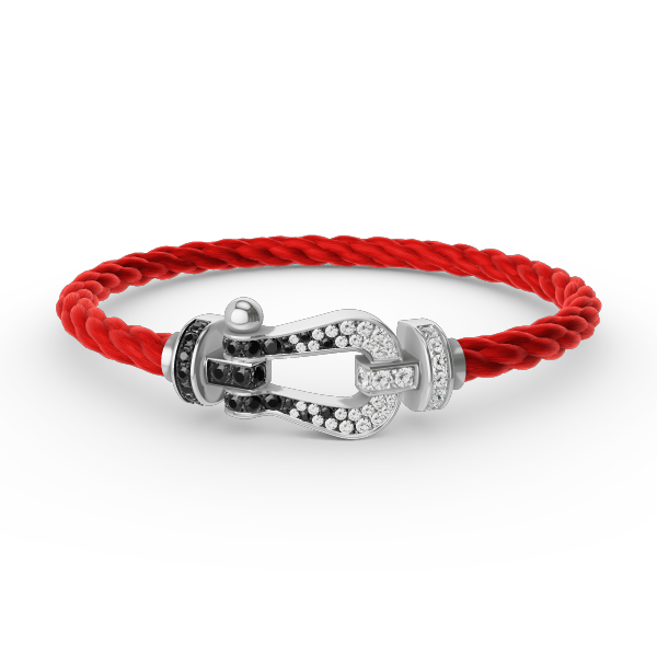 [Amore Jewelry]FORCE LARGE HORSESHOE BLACK WHITE DIAMOND BRACELET SILVER