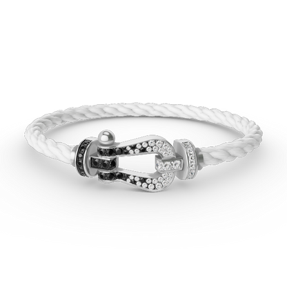 [Amore Jewelry]FORCE LARGE HORSESHOE BLACK WHITE DIAMOND BRACELET SILVER