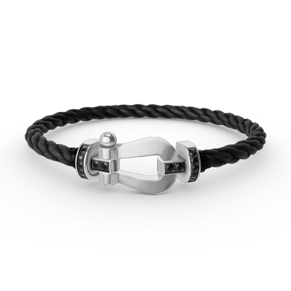 [Amore Jewelry]FORCE LARGE HORSESHOE BLACK DIAMOND BRACELET SILVER